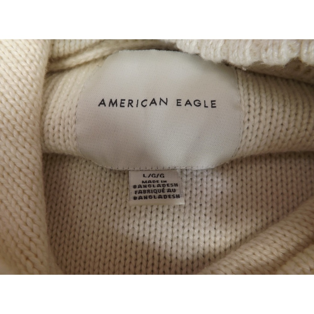 American Eagle AE White Striped Sweater Hoodie - Kangaroo pocket - Men's size L - Picture 11 of 16